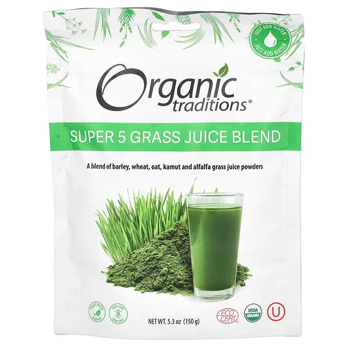 Organic Traditions, Mezcla de jugo de hierbas Super 5, 150 g (5,3 oz)
