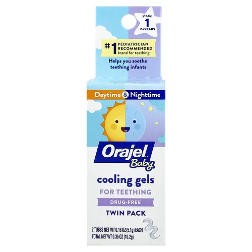 Orajel, Geles refrescantes para la dentición diurna y nocturna para bebés, 0+ años`` 2 tubos, 5,1 g (0,18 oz) cada uno