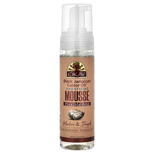 Okay Pure Naturals, Black Jamaican Castor Oil®, Espuma moldeadora para el cabello, Fijación flexible, Para todo tipo de cabello, 221 ml (7,5 oz)