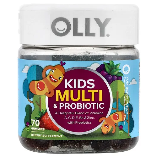 OLLY, Gomitas multivitamínicas y probióticas para niños, Ponche de bayas deliciosas, 70 gomitas