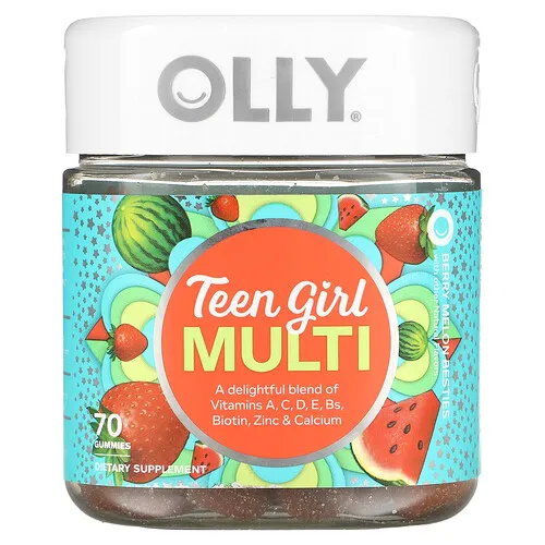 OLLY, Gomitas multivitamínicas para chica adolescente, Besties de bayas y melón, 70 gomitas