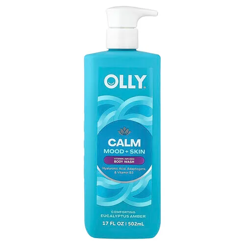 OLLY, Calm, Jabón líquido para el cuerpo con infusión de vitaminas, Eucalipto y ámbar reconfortante, 502 ml (17 oz. líq.)