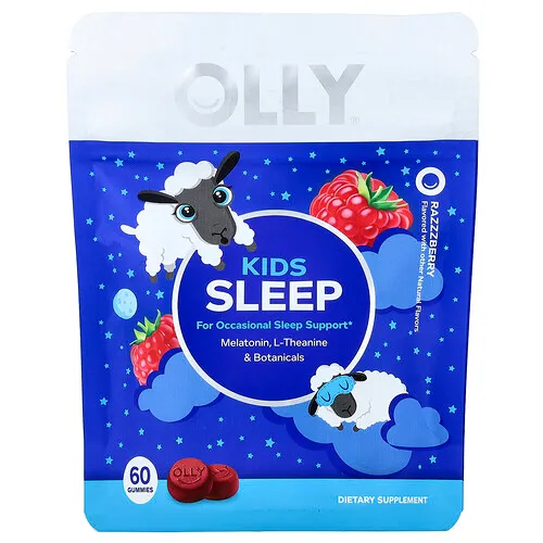 OLLY, Gomitas para dormir para niños, Baya frambuesa, 60 gomitas