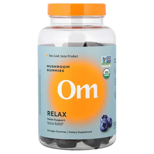 Om Mushrooms, Relax, Gomitas de hongos, Arándano azul, 56 gomitas veganas
