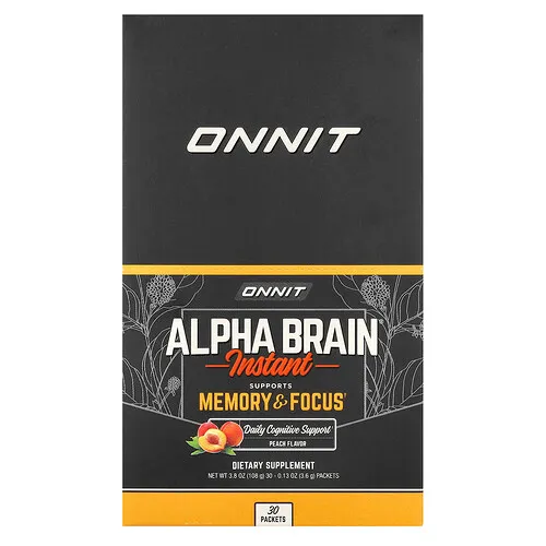 Onnit, Alpha BRAIN® instantáneo, Melocotón, 30 sobres, 3,6 g (0,13 oz) cada uno