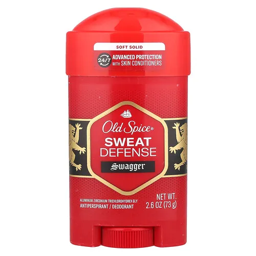 Old Spice, Desodorante antitranspirante Sweat Defense, Sólido suave, Swagger más fuerte, 73 g (2,6 oz)