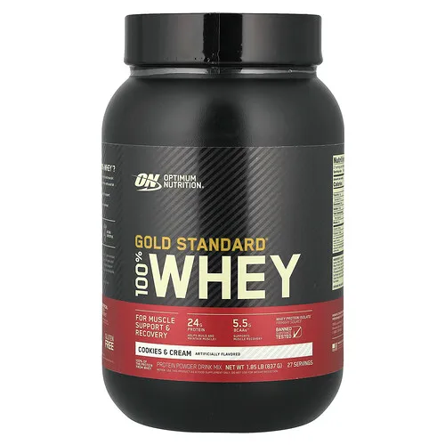 Optimum Nutrition, Gold Standard 100% suero de leche, galletas y crema, 837 g (1,84 lb)
