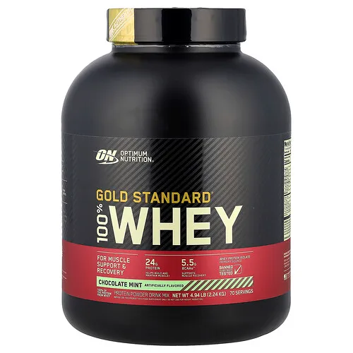 Optimum Nutrition, Gold Standard 100% Whey, Chocolate y menta, 2,24 kg (4,94 lb)