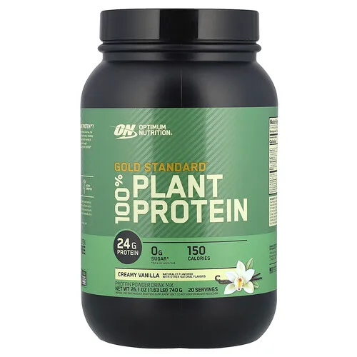 Optimum Nutrition, Gold Standard 100% proteína vegetal, Vainilla cremosa`` 740 g (1,63 lb)