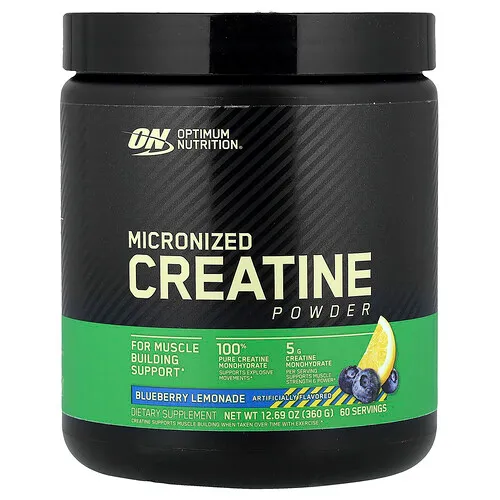 Optimum Nutrition, Creatina micronizada en polvo, Limonada de arándano azul, 360 g (12,69 oz)