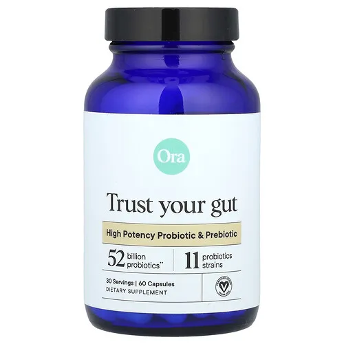 Ora, Trust Your Gut, Probiótico y prebiótico de alta potencia, 60 cápsulas