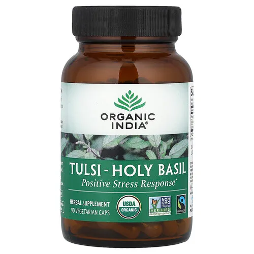 Organic India, Tulsí y albahaca morada, 90 cápsulas vegetales