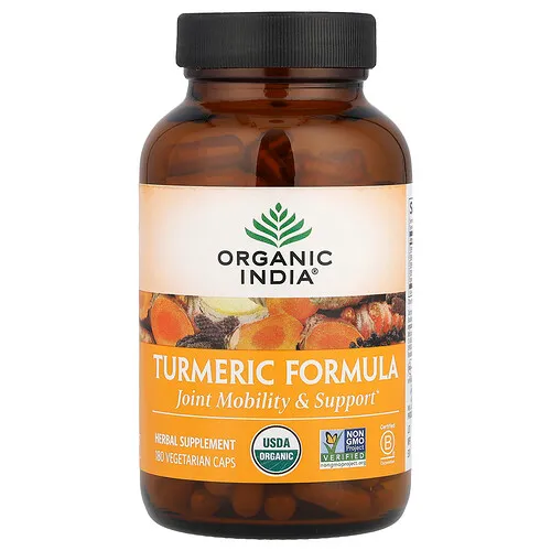 Organic India, Fórmula con cúrcuma, Refuerzo y movilidad para las articulaciones, 180 cápsulas vegetales