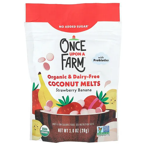 Once Upon A Farm, Coco derretido orgánico, Para niños pequeños, Fresa y plátano, 28 g (1 oz)