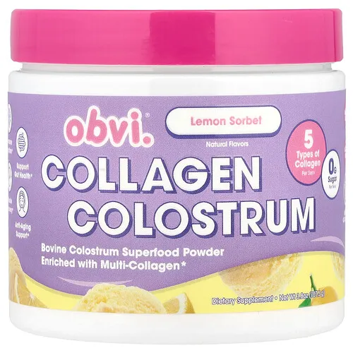 Obvi, Calostro con colágeno, Sorbete de limón, 107,5 g (3,8 oz)