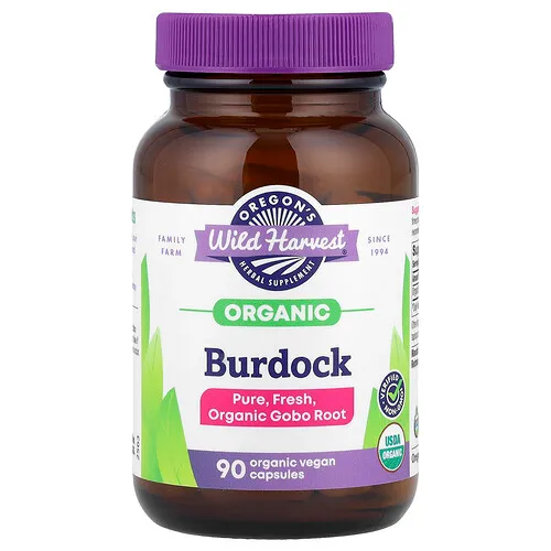 Oregon's Wild Harvest, Bardana orgánica, 90 cápsulas orgánicas y veganas (450 mg por cápsula)