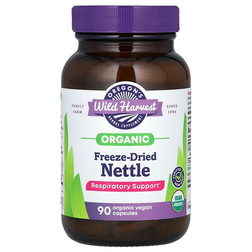 Oregon's Wild Harvest, Ortiga orgánica liofilizada, 90 cápsulas orgánicas y veganas (300 mg por cápsula)