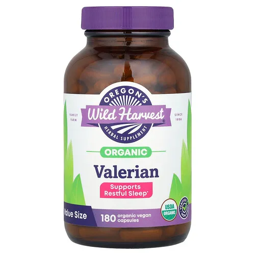 Oregon's Wild Harvest, Valeriana orgánica, 180 cápsulas veganas (450 mg por cápsula)