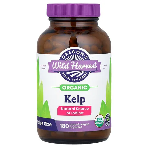 Oregon's Wild Harvest, Kelp orgánico, 180 cápsulas veganas y orgánicas