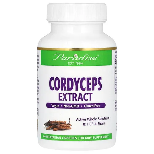 Paradise Herbs, Extracto de Cordyceps, 60 cápsulas vegetales (400 mg por cápsula)