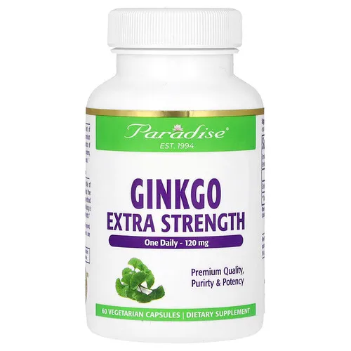 Paradise Herbs, Ginkgo, 120 mg, 60 cápsulas vegetales