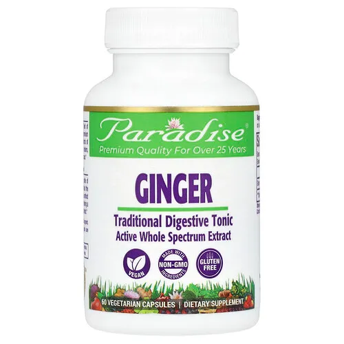 Paradise Herbs, Jengibre, 60 cápsulas vegetales (250 mg por cápsula)