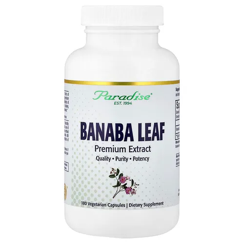 Paradise Herbs, Extracto de hoja de banaba, 180 cápsulas vegetales (250 mg por cápsula)