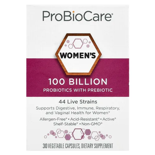 ProBioCare, Probióticos con prebióticos para mujeres, 100.000 millones, 30 cápsulas vegetales