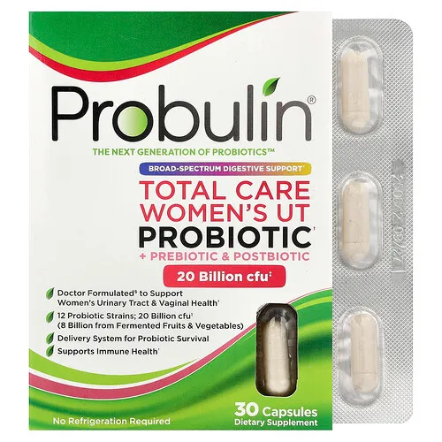 Probulin, Probiótico UT más prebiótico y posbiótico para mujeres de Total Care, 30 cápsulas