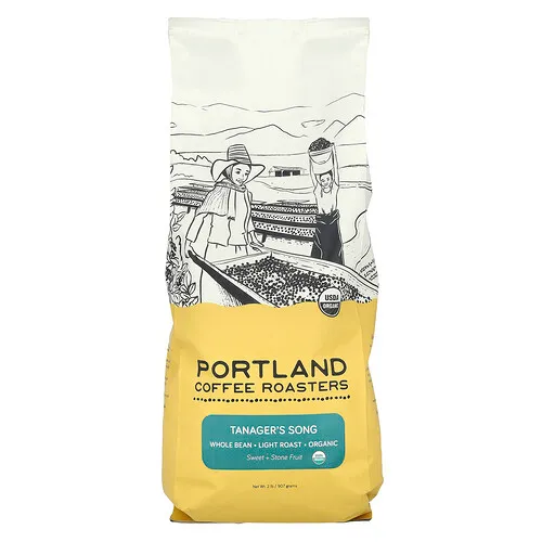 Portland Coffee Roasters, Café orgánico, Grano entero, Tostado ligero, Canción de la tangara, 907 g (2 lb)