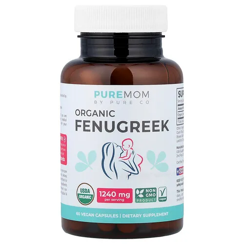Pure Co., Pure Mom, Fenogreco orgánico, 60 cápsulas veganas (620 mg por cápsula)