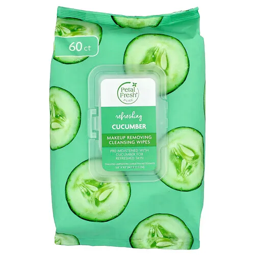 Petal Fresh, Toallitas de limpieza desmaquillantes, Pepino refrescante, 60 toallitas