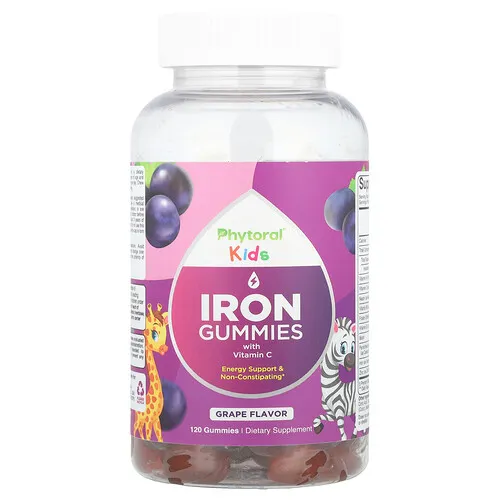 Phytoral, Niños, Gomitas de hierro con vitamina C y uva, 120 gomitas