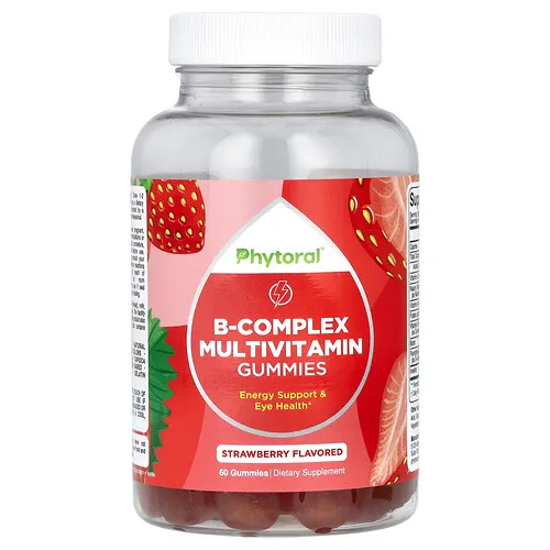Phytoral, Gomitas multivitamínicas con complejo de vitaminas B, Fresa, 60 gomitas
