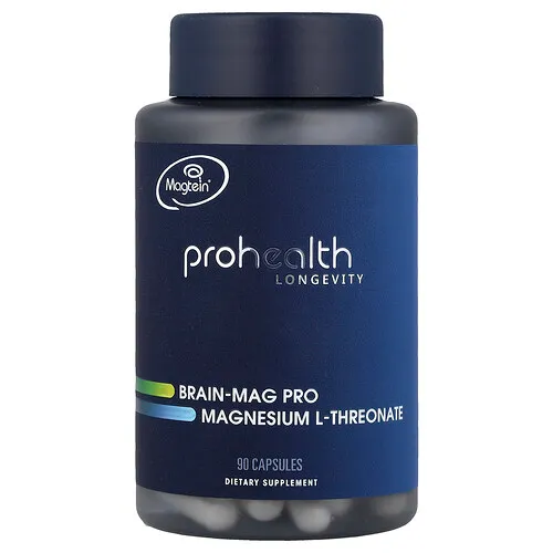 ProHealth Longevity, Brain-Mag Pro, L-treonato de magnesio, 90 cápsulas (48 mg por cápsula)