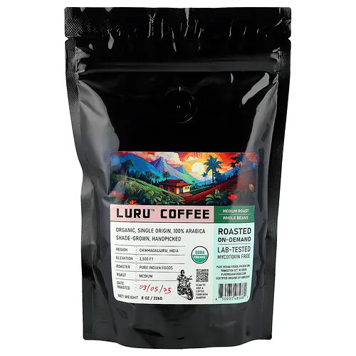 Pure Indian Foods, Café Luru™, Granos enteros, Tostado medio, 226 g (8 oz)