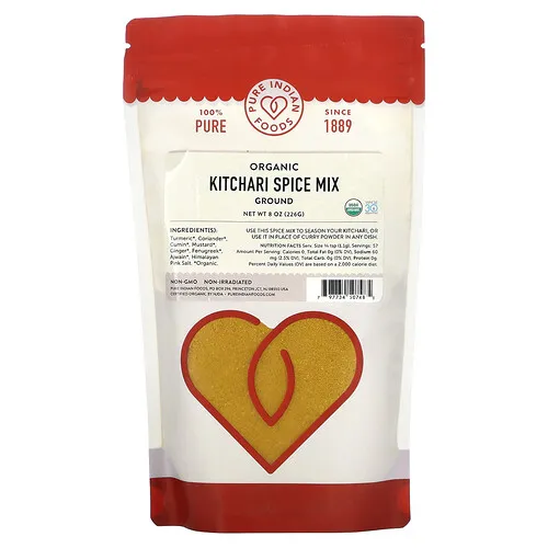 Pure Indian Foods, Mezcla de especias orgánicas de Kitchari, Molida`` 226 g (8 oz)