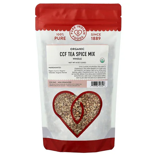 Pure Indian Foods, Mezcla de especias para té y CCF orgánico, Entera`` 226 g (8 oz)