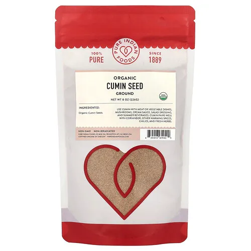 Pure Indian Foods, Semilla de comino orgánico, Molida, 226 g (8 oz)