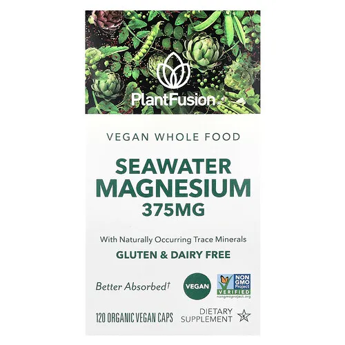 PlantFusion, Magnesio vegano de agua de mar, 120 cápsulas veganas orgánicas