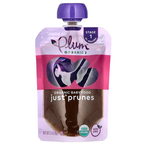 Plum Organics, Comida orgánica para bebés, 4 meses en adelante, Solo ciruelas pasas, 99 g (3,5 oz)