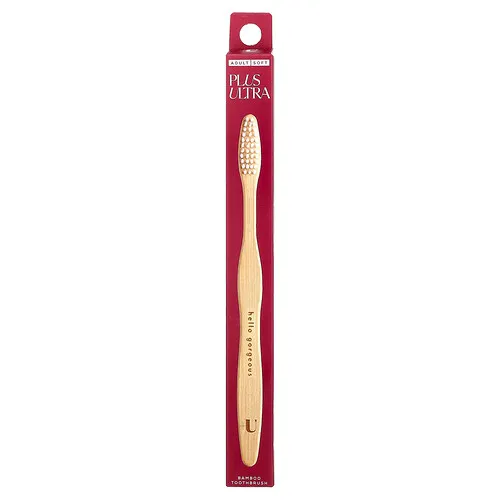Plus Ultra, Cepillo de dientes de bambú, Hello Gorgeous, Adultos, Suave, 1 cepillo de dientes