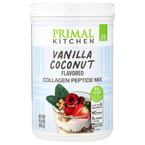 Primal Kitchen, Mezcla de péptidos de colágeno, Vainilla y coco, 410 g (14,4 oz)