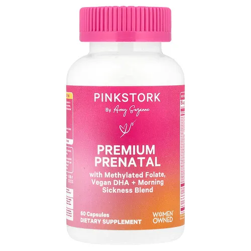 Pink Stork, Suplemento prenatal prémium, 60 cápsulas