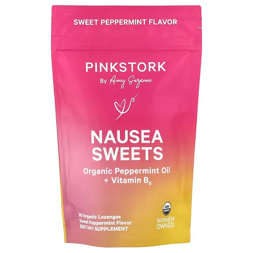 Pink Stork, Náuseas, Sabor dulce, Menta dulce, 30 pastillas orgánicas