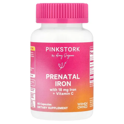 Pink Stork, Hierro prenatal con vitamina C, 60 cápsulas