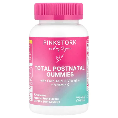 Pink Stork, Gomitas posnatales Total, Frutas surtidas, 60 gomitas
