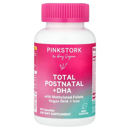 Pink Stork, Suplemento postnatal total con DHA, Menta, 60 cápsulas
