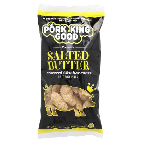 Pork King Good, Chicharrones con sabor, Mantequilla con sal, 49,5 g (1,75 oz)