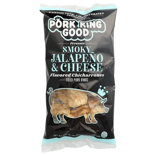 Pork King Good, Chicharrones con sabor, jalapeño ahumado y queso`` 49,5 g (1,75 oz)